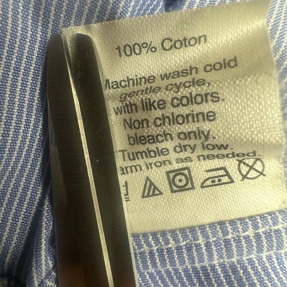 J.Crew Mens Slim Button-Up Collared Blue/White Pinstripe Long Sleeve Shirt Large - Picture 5 of 5